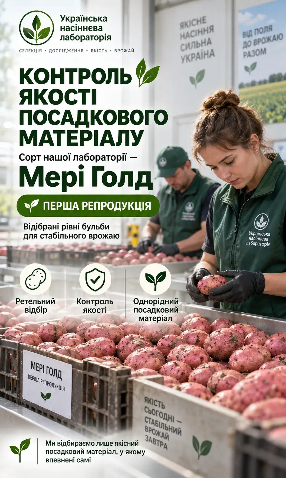 Контроль якості посадкового матеріалу Мері Голд